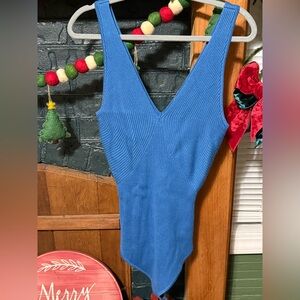 Abercrombie & Fitch Ribbed Blue Bodysuit